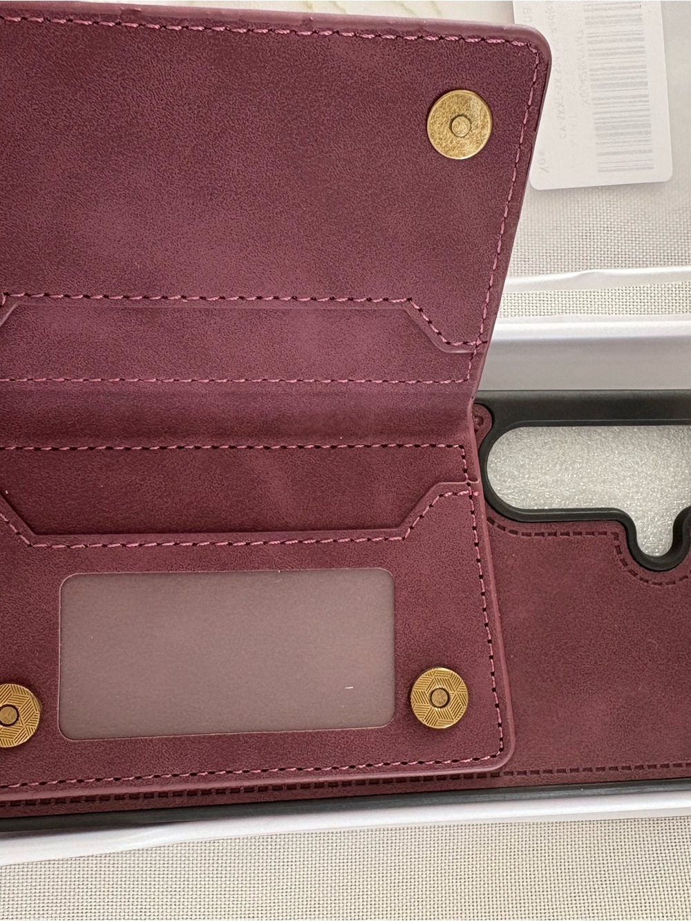 Slim Wallet Phone Case in Burgundy with Card Slot - Picture 2 of 3